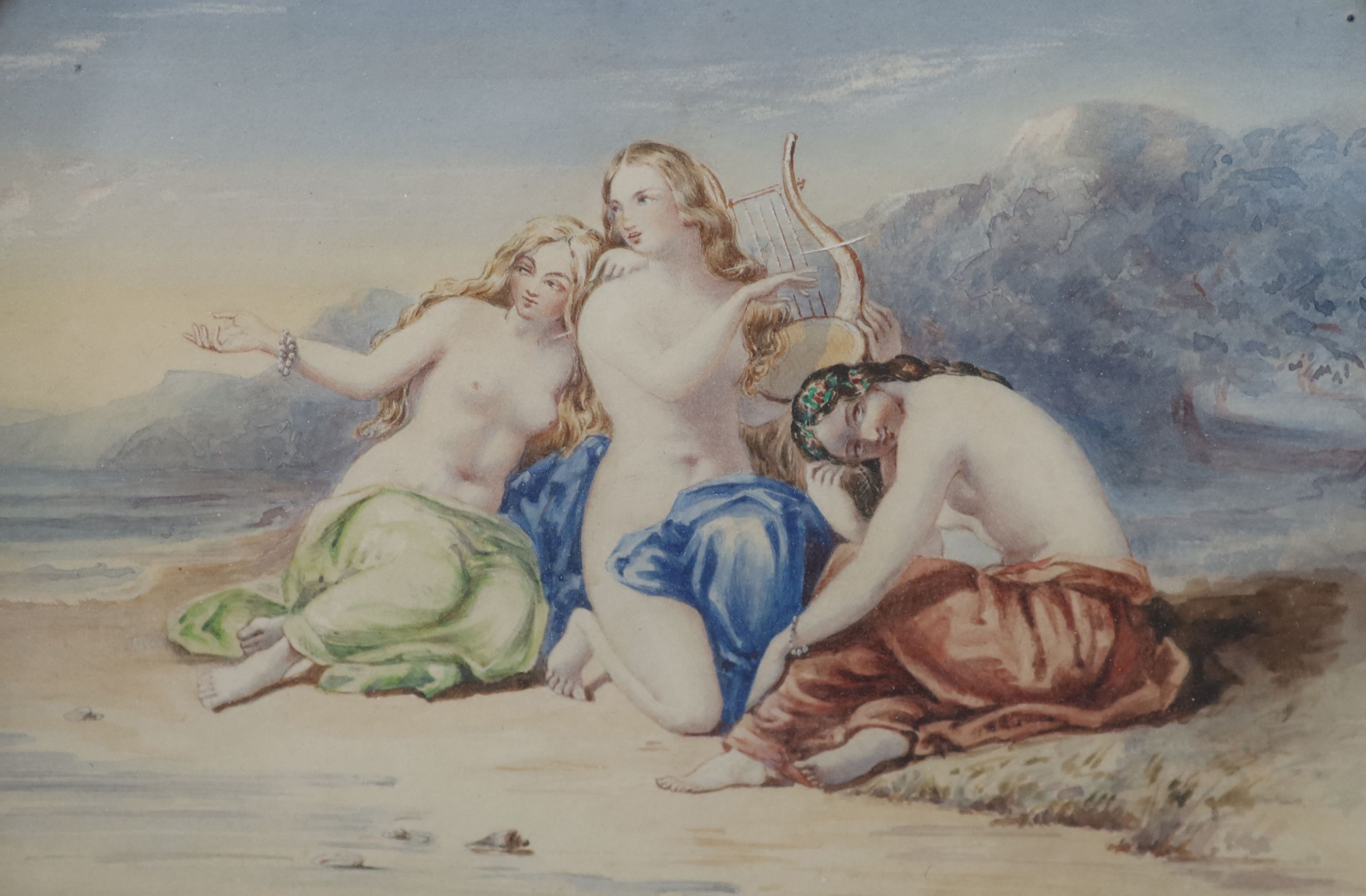 William Edward Frost, R.A. (1810-1877), Sirens, watercolour, 15 x 22cm.